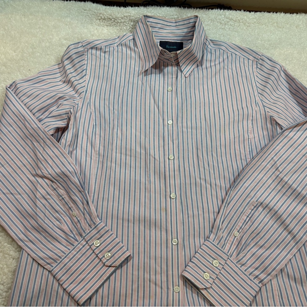 Size 12 | Faconnable Pink and Blue Striped Blouse